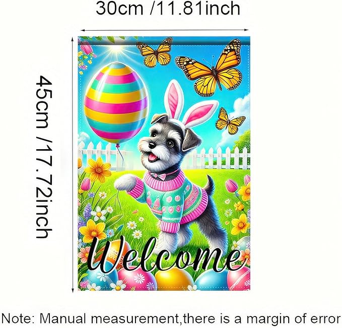 Spring Summer Garden Flag Flower Dog Garden Flags For Outside Welcome Flags 12x18 Double Sided Yard Outdoor Decorative Egg Butterfly Garden Flag
