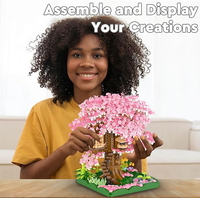 Vziimo Cherry Blossom Bonsai Tree Building Set, Japanese Sakura Tree House Model Sets for Adults, 2028Pcs Mini Micro Bricks Collectible Creative Gift for Teens Girls 14+