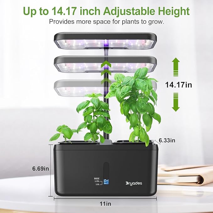 DRYADES Indoor Garden System 19 Watt LED Growing Light Upgrade 2 Self-Watering Soil-Cultivated Growing Pots Gardening Gifts for Mom Plant Pot for Vegetables Herbs Tomato(No Seeds&Soil)