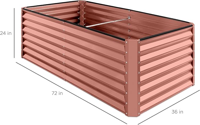 Best Choice Products 6x3x2ft Outdoor Metal Raised Garden Bed, Deep Root Box Planter for Vegetables, Flowers, Herbs, and Succulents w/ 269 Gallon Capacity - Terracotta