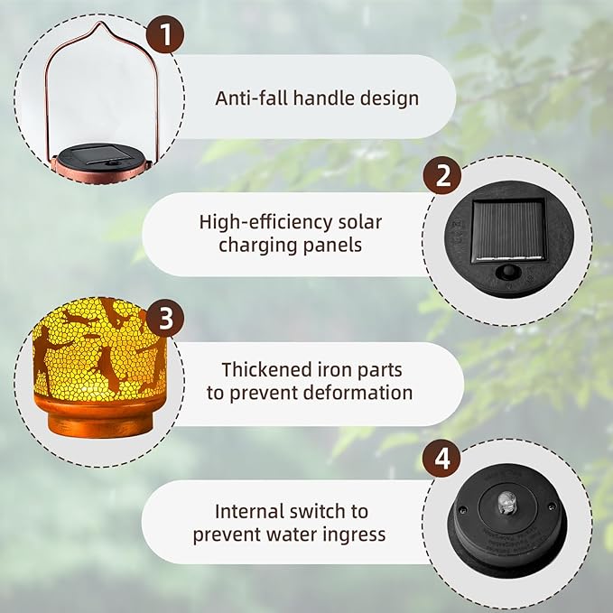 Solar Lanterns Outdoor Waterproof Gifts for Women Grandma Gifts for Mom Human Dog Projection Garden Decor Solar Hanging Lantern Metal for Patio Yard Festival Pathway Landscape