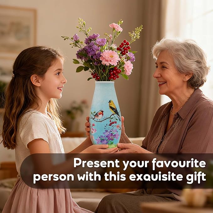 MYLARREN 3D Puzzle Vase for Adults & Kids, 152 Pcs 3D Puzzle Planter Vases for Flowers, Arts and Crafts for Kids 4-6, Adults, Girls, Cute Unique Flower Vases with Night Light(Bird)