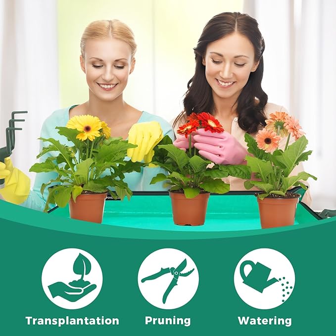 SPONDWILD Repotting Mat for Indoor Plants - 29.5"x 29.5" PE Plant Repotting Mat, Succulent Potting Mat & Portable Gardening Mat, Mess Control Plant Mat, Plant Gifts for Women and Men