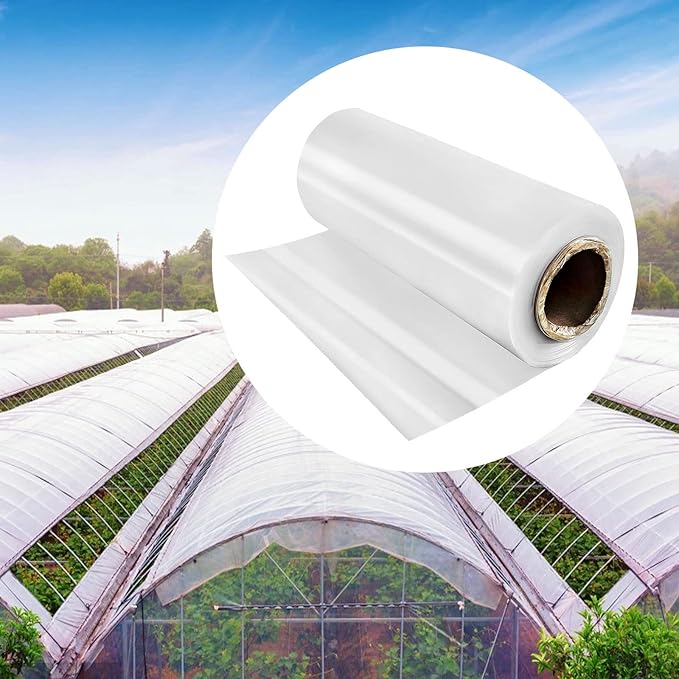 VEVOR Greenhouse Plastic Sheeting 32 x 25 ft, 6 Mil Thickness UV Resistant Clear Polyethylene Film, Hoop Green House Cover for Farms, Agriculture, Garden