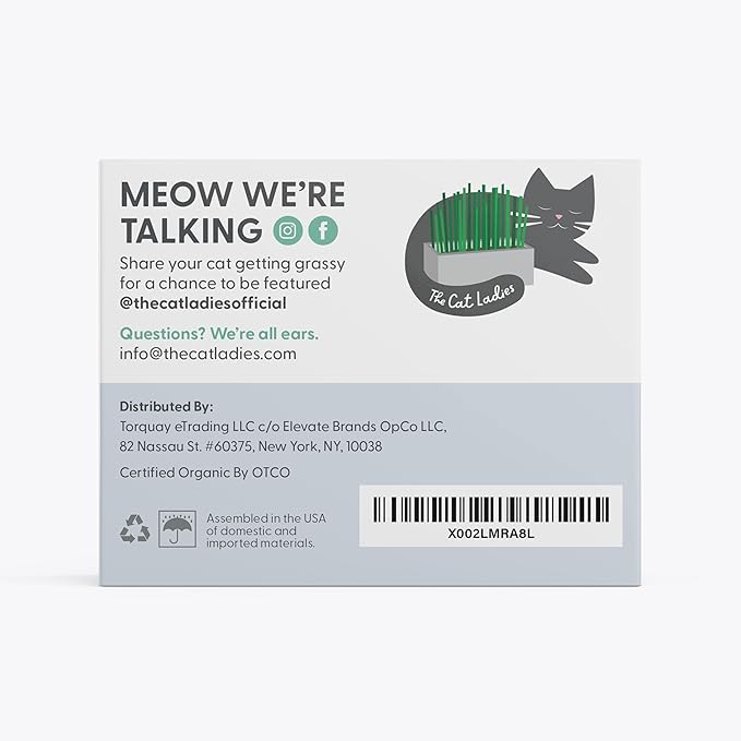 The Cat Ladies Cat Grass Kit with Rustic Wood Planter, Seed and Soil. Easy to Grow for Indoor or Outdoor Cats, Dogs and Other Pets. Prevent Hairballs and Aid Digestion