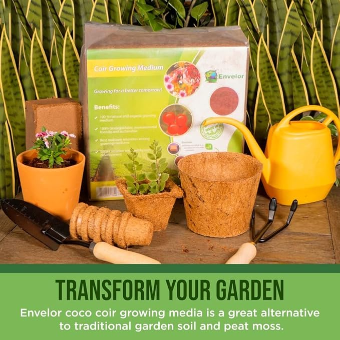 Coco Coir for Plants 2-Pack – 2.4 Gallons Compressed Coconut Coir Bricks, 1.5 lb. Low EC, pH Balanced Coco Peat for Indoor & Outdoor Gardening, Potting Soil, Indoor Plant Soil