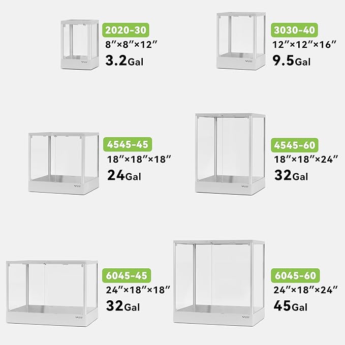 Reptile Terrarium 18"x18"x18" 24 Gallon,Aluminum Frame,Full Glass Tank Enclosure for Small Reptiles, Geckos, Frogs, Lizards, Snakes, Spiders, Turtles, Vertical Rainforest Habitat