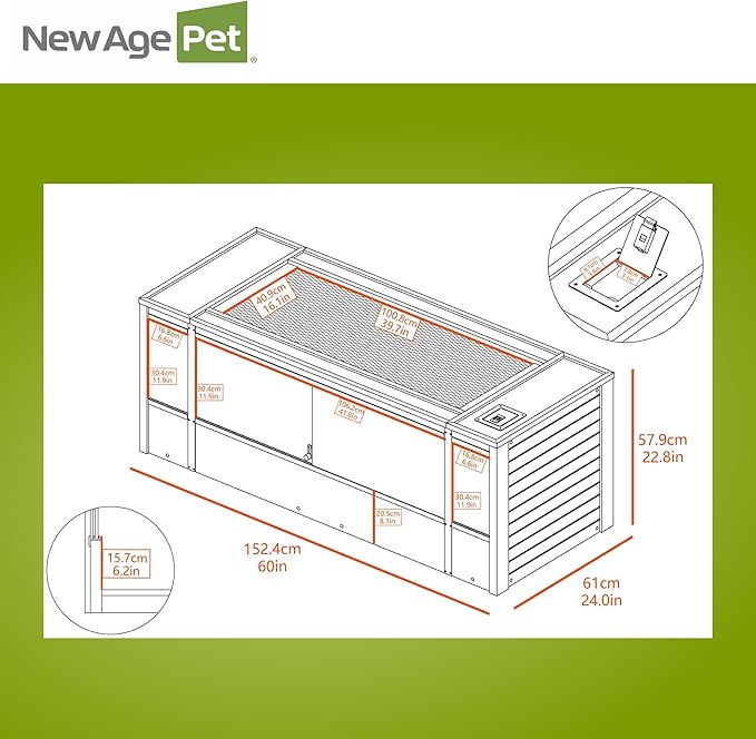 New Age Pet ECOFLEX 60" Wide X-Large Reptile Habitat, Mojave Lounge for Snakes, Tortoises & Lizards in Maple, Black & Grey, Easy Assembly, Sliding Glass Doors & Mesh Top