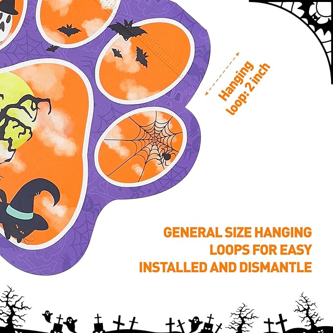Paw Point Halloween Garden Flag 14x14 Inch Double Sided,Black Cat Ghost Outside Small Yard Sign Outdoor Flags Autumn Fall Winter Seasonal Porch Decoration
