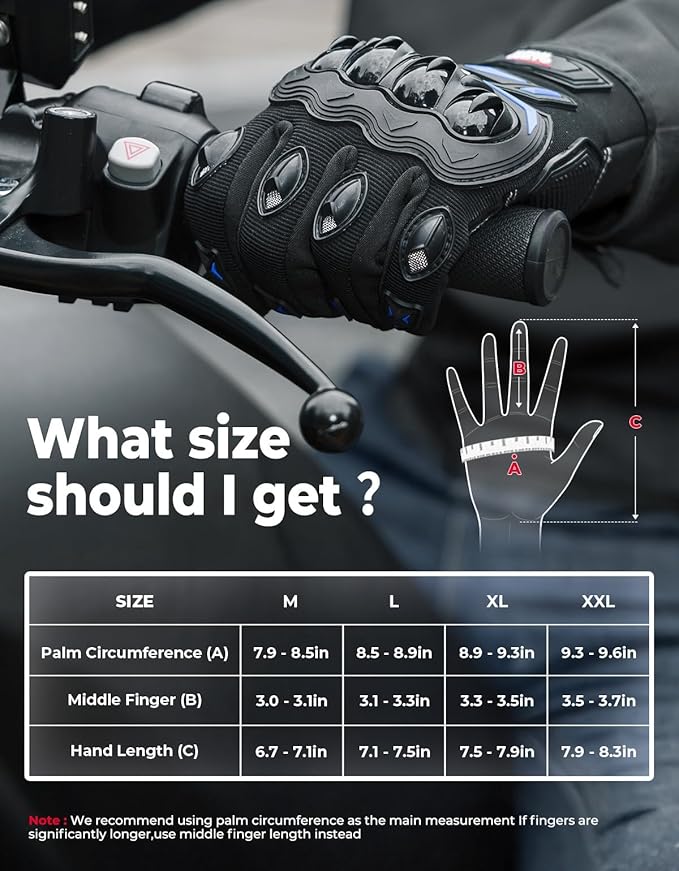 KEMIMOTO Motorcycle Gloves for Men, Touchscreen Cycling Gloves for Outdoor Sports On-Road Off-Road Mountain Motorcycle Motorcross Motorbike Dirt Bike Bicycle Racing ATV UTV
