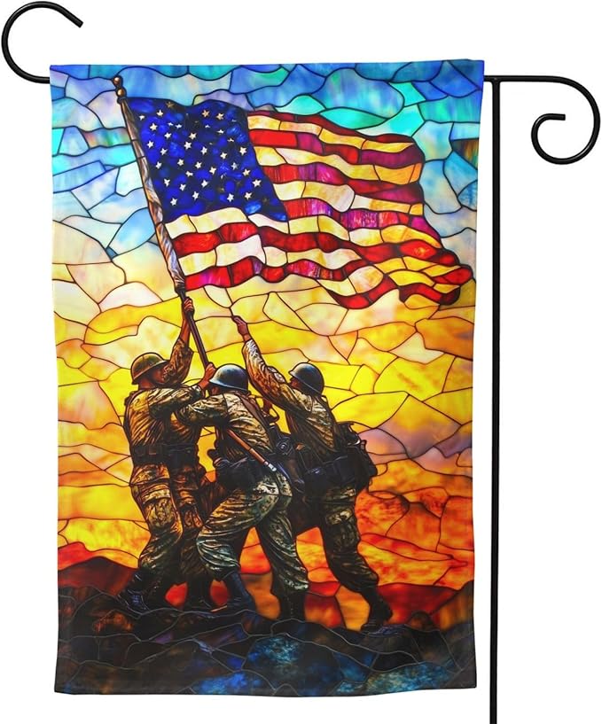 4th of July Garden Flag Independence Day Decorations Vertical Double Sided Outdoor Yard Flags 12.5x18 Inch Burlap Banners for House Lawn