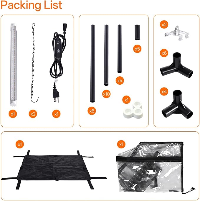 Bstrip Indoor Greenhouse with Grow Light, Mini EVA Tent with PE Base Mat, Ventilation Windows & Zippered Door, 18W Tabletop Greenhouse Light for Seed Starting with Timer, 23.8" x 15.7" x 20.5"