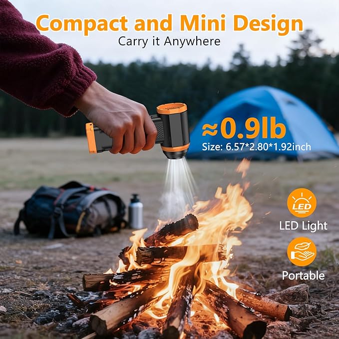 Compressed Air Duster-180000RPM Electric Air Duster with 40MM Brushless Motor, 9-Gears Adjustable Mini Air Blower with LED Light, 10000mAh Rechargeable Battery, Dust Blower for Computer, Home, Car