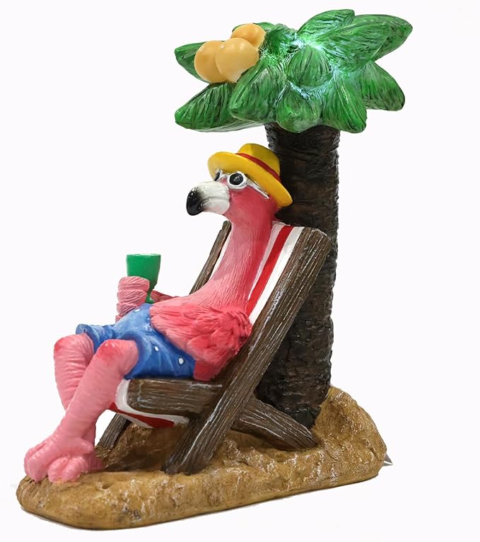 Pink Flamingos for Yard-Solar Garden Statues Gifts - Flamingos on Beach Vacation Light up Coconut Tree for Outdoor Lawn Yard Decor