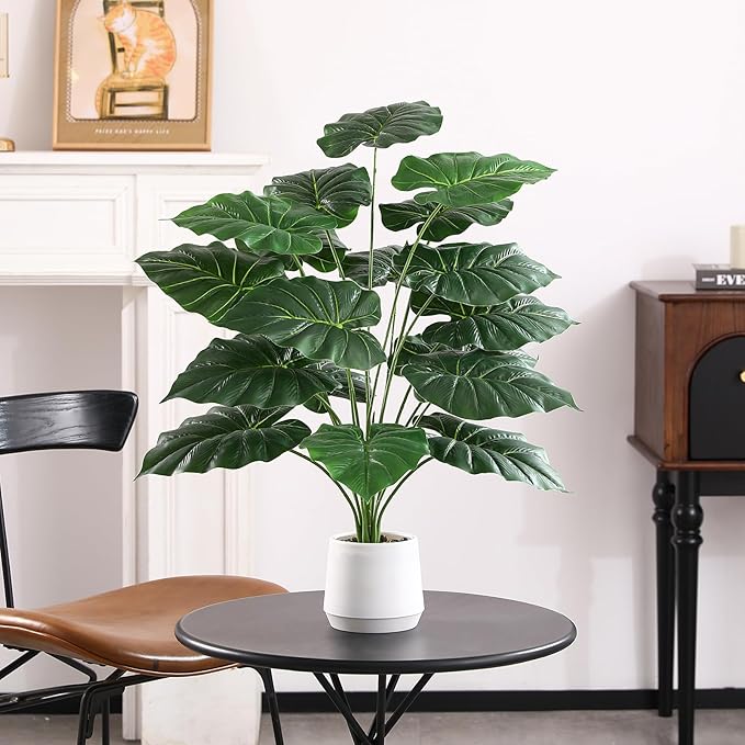 28'' Fake Plants Large Artificial Tropical Plants Indoor Tall Plant, with White Planter Ideal, for Home Living Rooms, Patios, Porches, Bathrooms, and Outdoor Decor