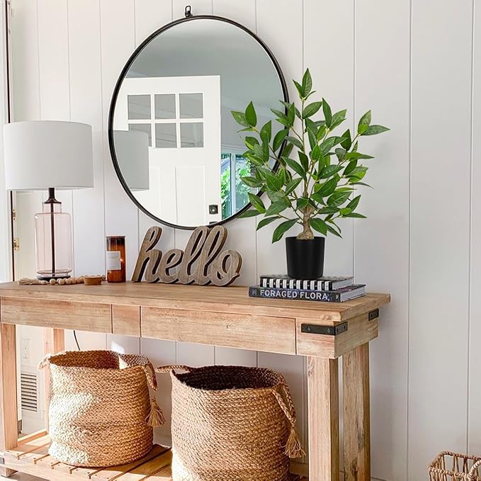 Briful Fake Plants 19.6'' Tall Artificial Plants Indoor Decor, Faux Bay Laurel Plants in Black Pot, Floor Plant Houseplant for Home Farmhouse Outdoor Patio Porch Decorations