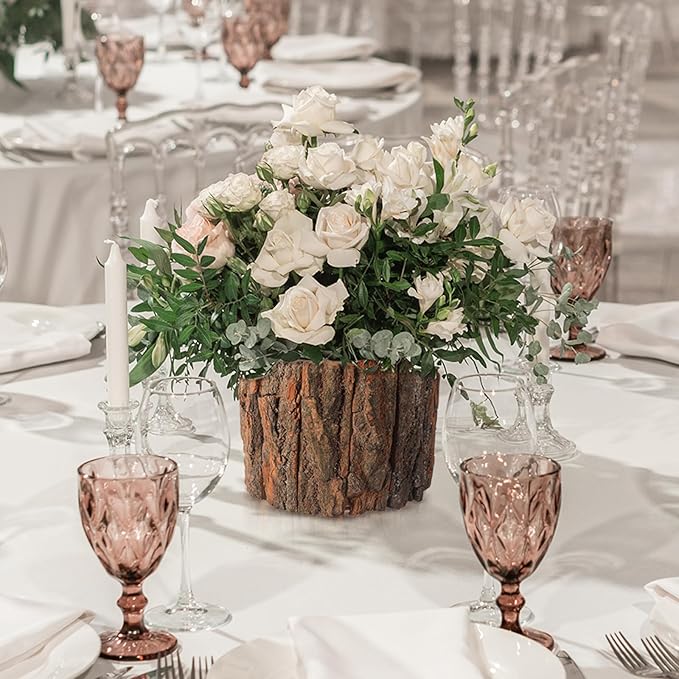 9 Pcs Wooden Vase for Centerpieces Woodland Table Decor Wooden Flower Vase Rustic Bark Stump Buckets Vintage Wood Planter Pots for Garden Party Wedding Window Home Farmhouse (Large)