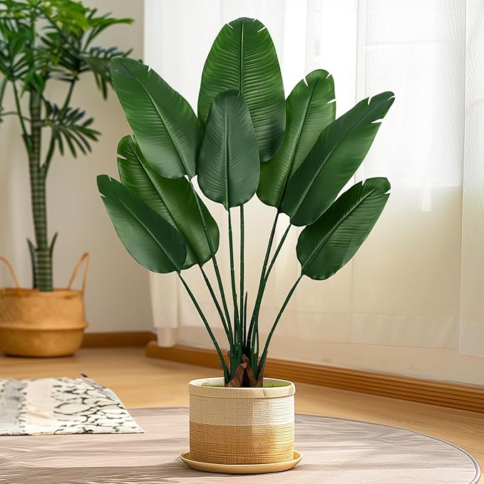 4 Ft Artificial Bird of Paradise Plant,Faux Plants Indoor Tall Fake Plants Decor-Artificial Plants Indoor & Outdoor