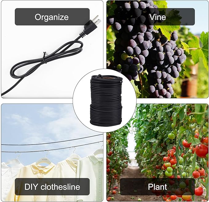 101 Feet Black Plant Twist Ties, Soft Plant ties for Vine Support, 3mm TPR Flexible Garden Tie for Plants Gardening Office Home Use