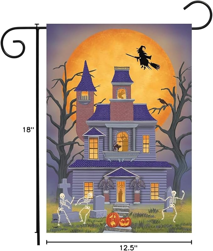 Briarwood Lane Haunted House Party Halloween Garden Flag