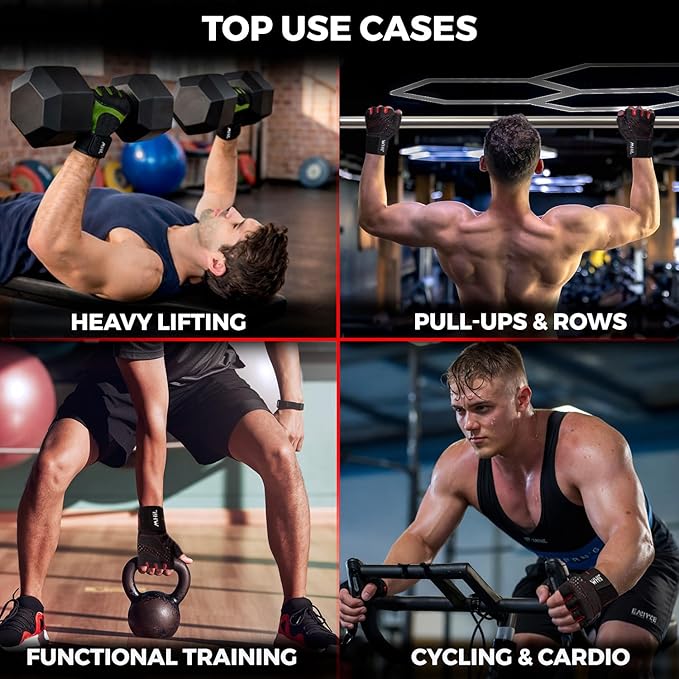 MhIL Workout Gloves for Men โ Comfortable Gym Gloves for Men with Enhanced Grip for Safety and Hand Protection โ Weight Lifting Protection with Wrist Wraps Support for Performance Boost and Style