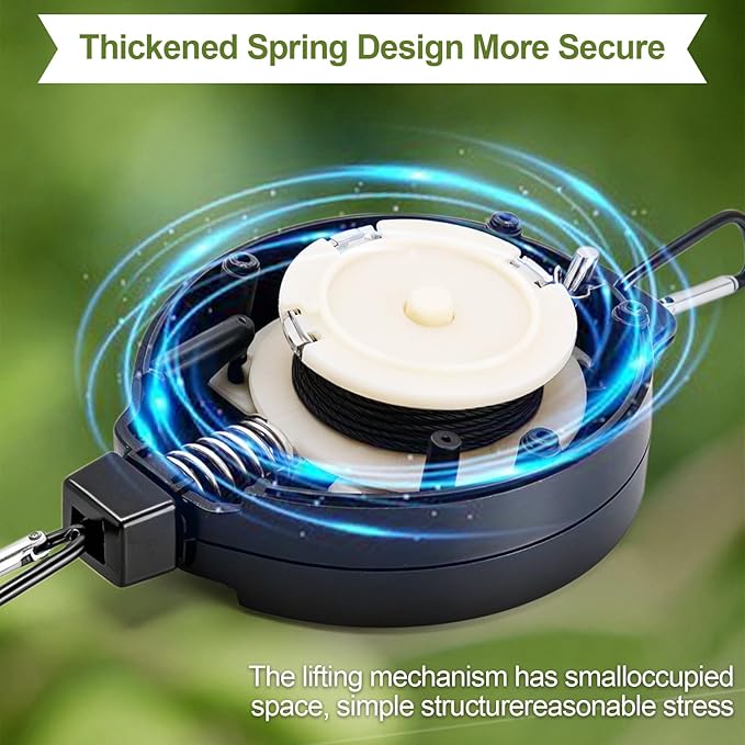 TERVEEX Retractable Plant Hanger with Pulley System, Effortless Raising and Lowering for Indoor and Outdoor Plants, Hanging Planters, Garden Pots & Bird Feeders (4-Pack,Black)
