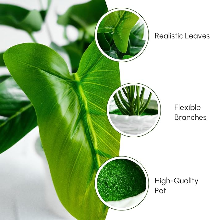 2Pcs 11.8" Artificial Potted Plants Indoor, Faux Green Plants for Shelves, Fake Desk Plants for Home Office Room Decor