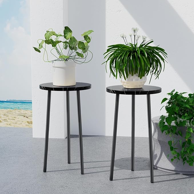 SAKSUN Plant Stand Indoor 2 Pack: Tall Plant Stand 20 Inch Convertible Multi-purpose Flowers Holder - Small Round Side End Table Mid Century Modern Decor - Plant Table for Home Decor