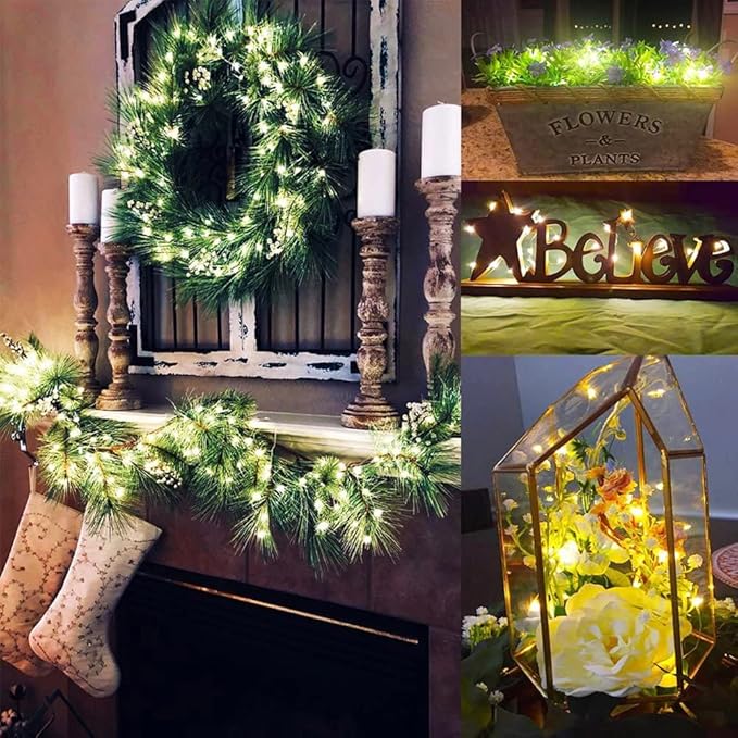 12 Pack Fairy Lights Battery Operated String Lights,7FT 20LED Waterproof Silver Wire Christmas Lights Outdoor,Firefly Mini Lights for Bedroom Party Birthday Wedding Indoor Decorations.