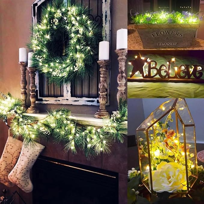 24 Pack Fairy Lights Battery Operated String Lights,7FT 20LED Waterproof Silver Wire Christmas Lights Outdoor,Firefly Mini Lights for Bedroom Party Birthday Wedding Indoor Decorations.