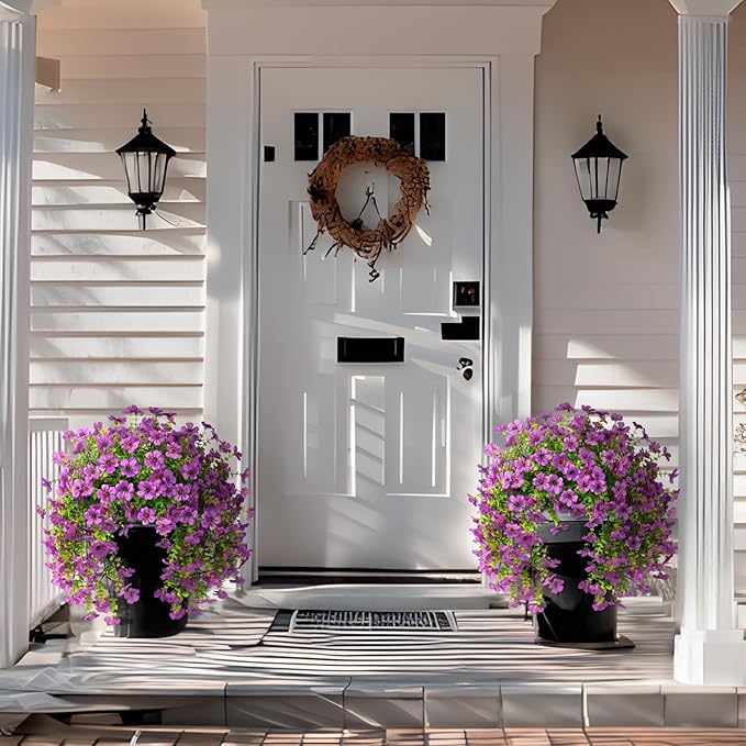 ZFProcess Artificial Hanging Flowers for Outdoors Spring Decoration, 2PCS Silk Fake Daisy Realistic Outdoor Flowers UV Resistant Porch Patio Window Yard Decor(Purple)