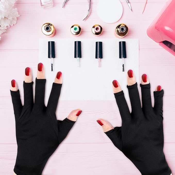Syhood 3 Pair UV Gloves for Nail Lamp Upf50+ UV Fingerless Protection Glove for Gel Manicures Art Protect Hand from Nail Lamp