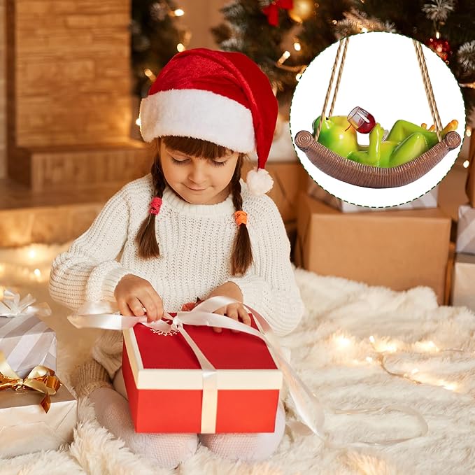 NINIPAPA Hanging Frog Garden Decor, Swing Frog Statue with Red Wine in Hand for Fall Yard Outdoor Decoration, Gifts for Mom Dad on Christmas, Birthday, Party Halloween Housewarming
