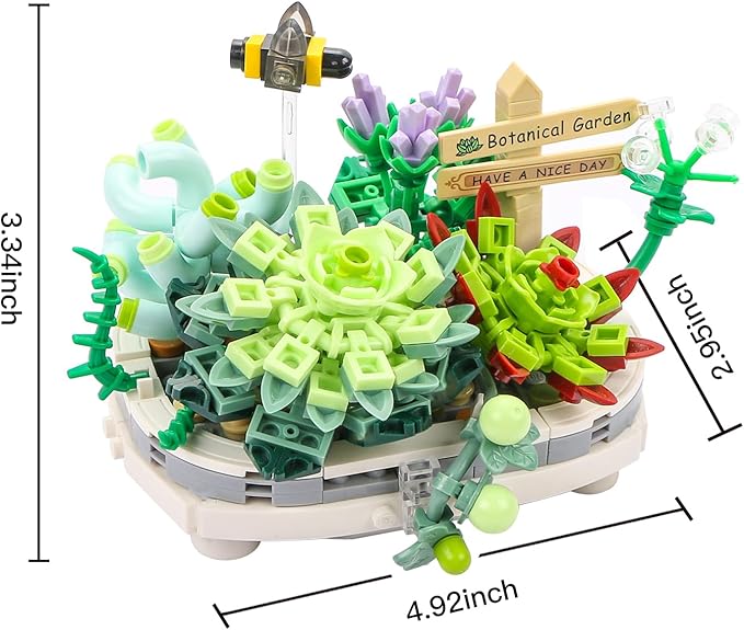 MEIEST Mini Building Blocks Succulent Plant Bonsai Model Set,Creative DIY Simulation Particle Flower Botanical Collection Construction Building Bricks Toy for Kids Adult Home Decor
