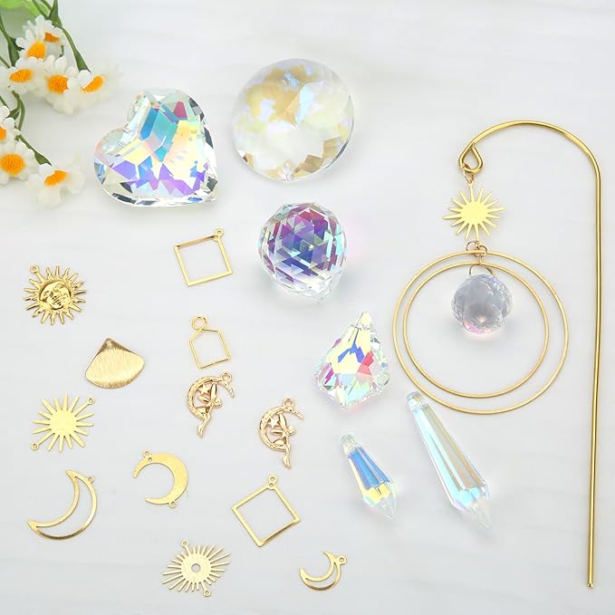 DIY Sun Catcher Kits for Adults, 260 pcs Crystal Suncatchers Making Suppliers for Garden Plant Windows Hanging Art and Crafts for Women Valentines Mother's Day Birthday Gifts Home Decor