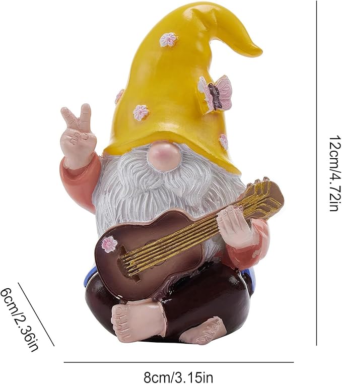 Garden Hippie Gnome Decor Statue,Funny Garden Gnomes with Peace Sign Decor Outdoor ,for House,Lawn,Patio and Porch, Gifts for Friend,Family. (Yellow)