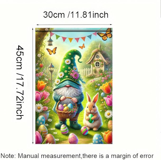 Easter Garden Flag 12x18 Inch Double Sided Happy Easter Eggs Outdoor Decoration Yard Flag Cute Dwarf Rabbit Garden Flag Welcome Easter Outdoor Decoration Spring Farmhouse Holiday
