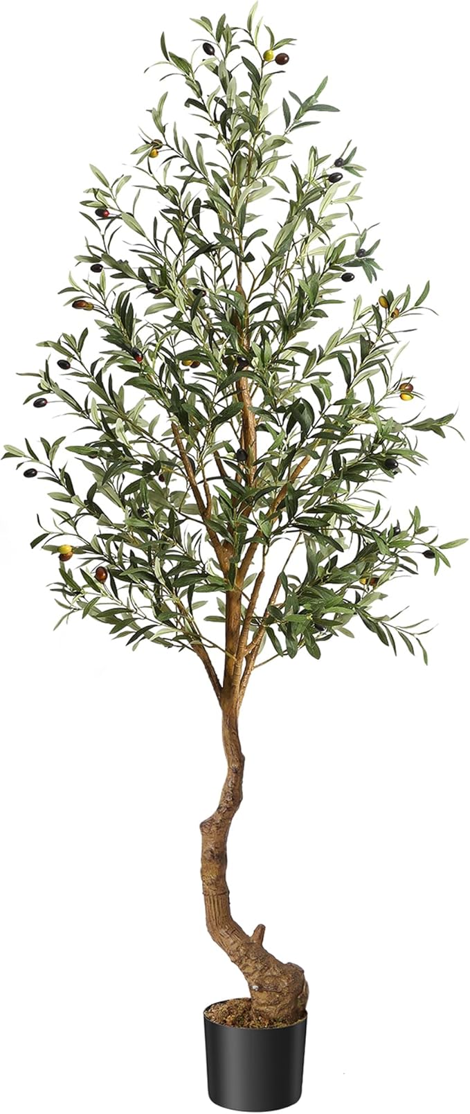 Artificial Olive Trees, 6 Ft Indoor Outdoor Fake Potted Silk Plant Faux Olive Tree with Trunk and Fruits, Artificial Tree Large Olive Plants for Living Room Home House Office Decor