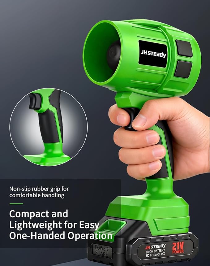 21V Cordless Handheld Leaf Blower - Variable Speed, 30000RPM Powerful Handheld Blower with Rechargeable Battery, Protective Gear for Home, Backyard, Driveway & Snow Removal