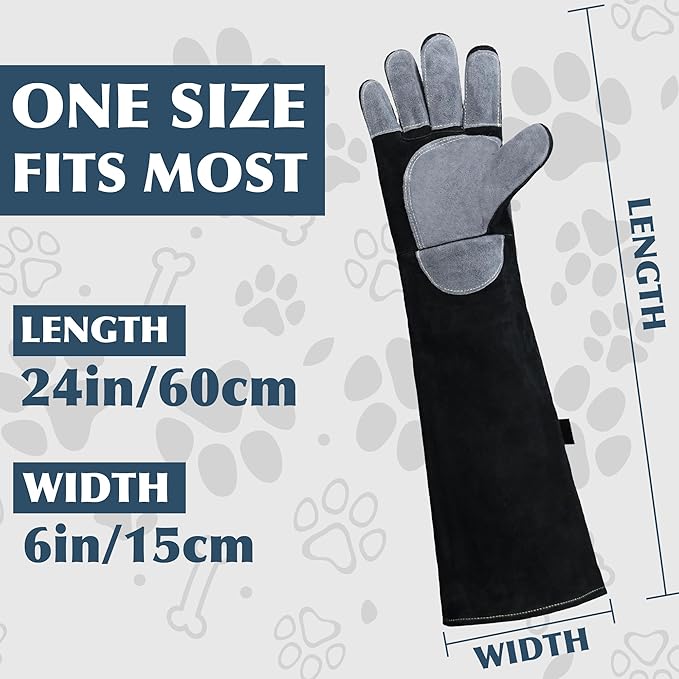 HANDLANDY 24 Inches Animal Handling Gloves Bite-Proof, Scratch-Resistant, Durable Pet Gloves for Dogs, Cats, Falconry