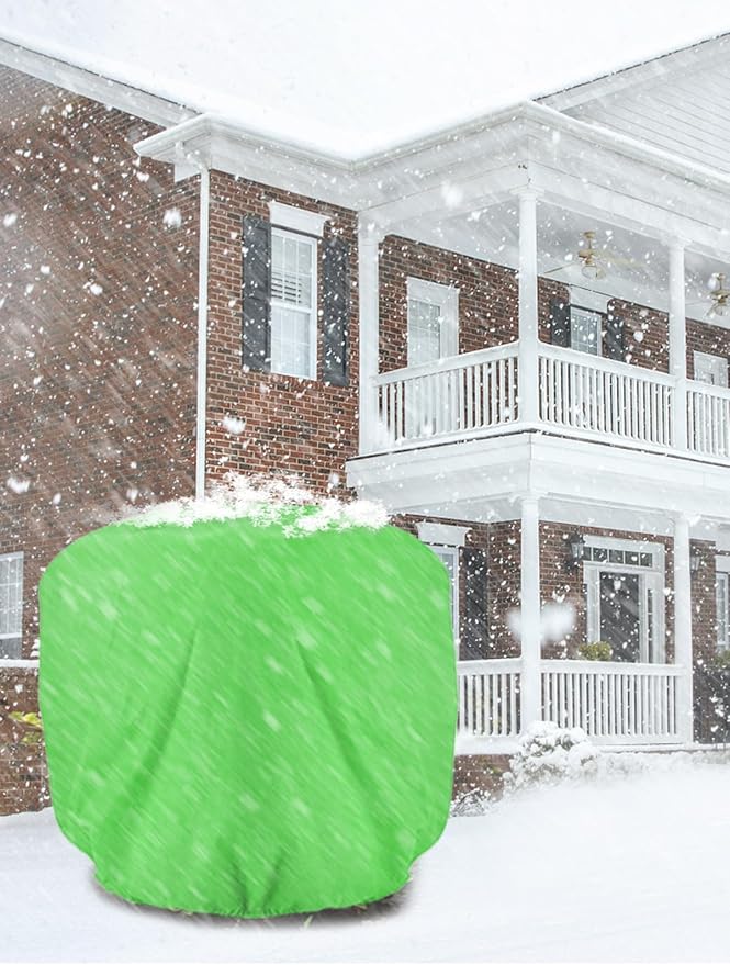ANPHSIN 9.8ft x 9.8ft Extra Large Plant Covers Freeze Protection - Winter Shrub Plant Protection Bags, Frost Blankets Cloths with Drawstring for Outdoor Garden Potted Plants Shrub, 1 Pack, Green