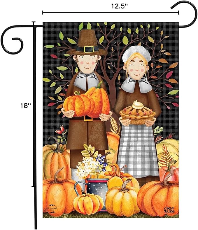Briarwood Lane Pilgrims Thanksgiving Garden Flag