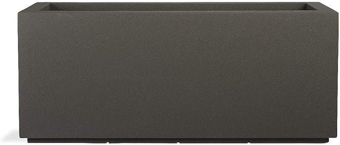 PolyStone Milan Tall Modern Outdoor/Indoor Rectangular Trough Planter, 46" L X 17" W X 19" H, Lightweight, Heavy Duty, Weather Resistant, Polymer Finish, Commercial and Residential (Slate Gray)