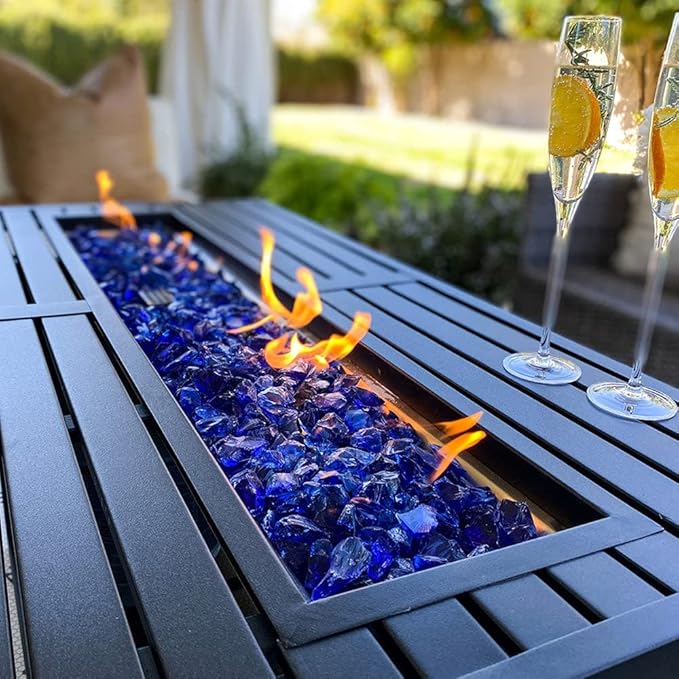 Sophia & William Patio Furniture Sets with 45" Gas Fire Pit Table Outdoor Metal Conversation Sets for 5, 2 x Swivel Cushioned Patio Sofa Chairs, 1 x 3-Seat Sofa 4 Pieces for Lawn Backyard Red