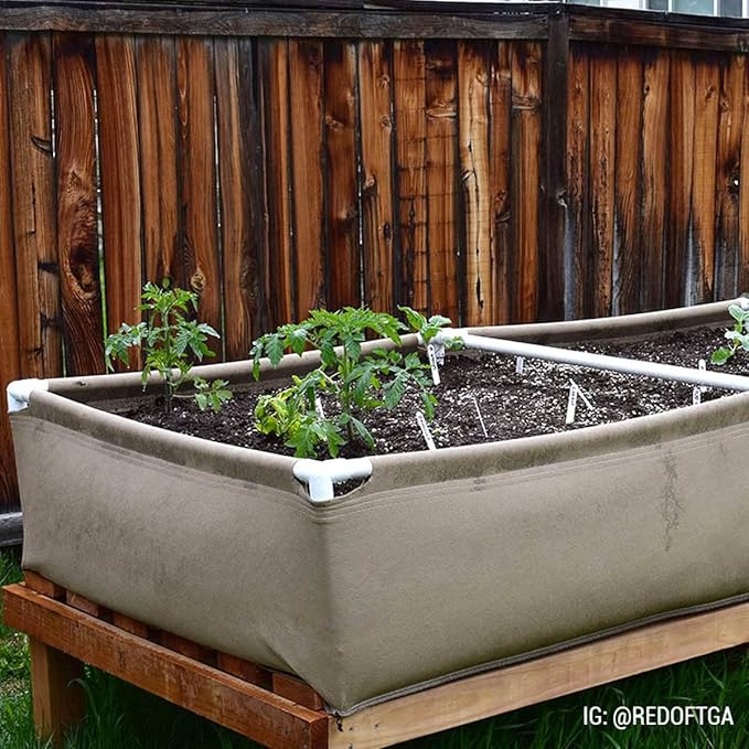 Sustainable Village Grassroots Fabric Raised Garden Bed 4'x8' with Trellis | Outdoor or Indoor Planter Bed Set | for Gardening, Flowers, Plants, and Vegetables