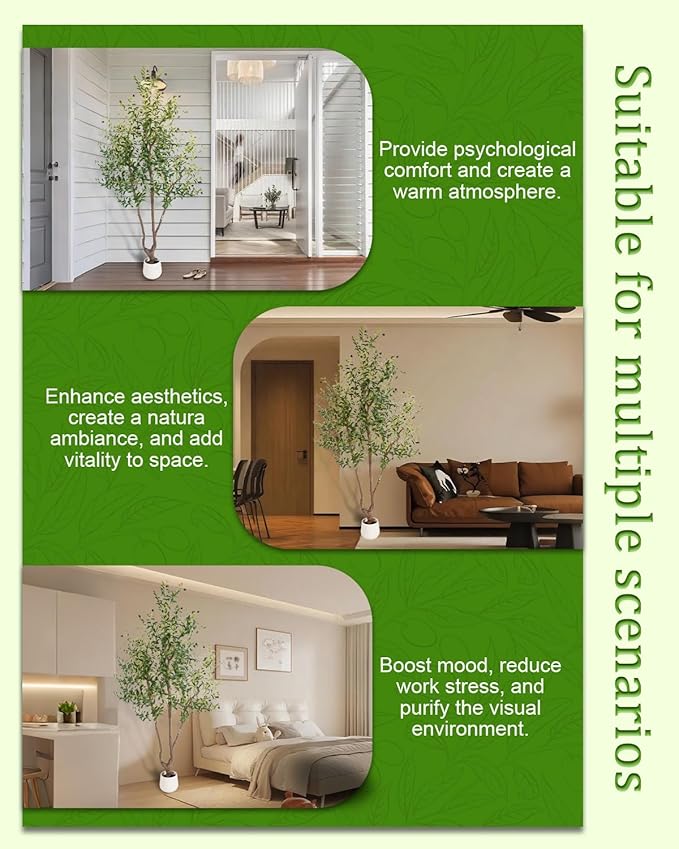 Sillaff Artificial Tree, 7FT(84in) Large Faux Plants Indoor Tall Faux Olive Tree with Pot, Nearly Natural Olive Branches and Fruits for Living Room Office Home Decor