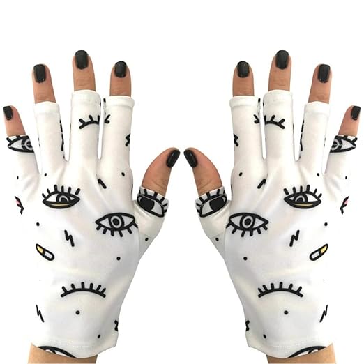 ManiGlovz - The Original UPF 50+ UV Light Protective Nail Gloves | Gel Manicure Gloves and Anti UV Fingerless Gloves for Women | Can be Used as Sun Protection Gloves for Driving | Eye Scream Print