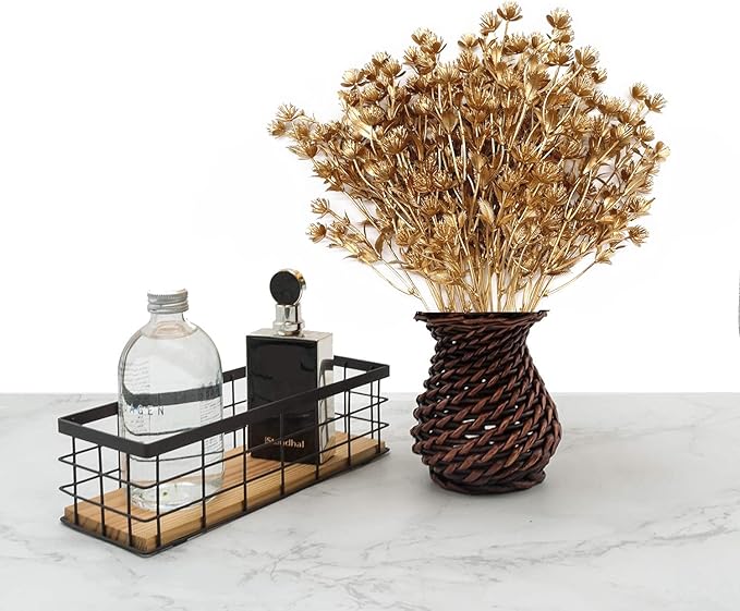 PASYOU Fake Plants Decoration for Christmas, Artificial Flowers Golden Plastic Leaves Grass Faux Outdoor Indoor Home Garden Party Room Bedroom Office Wedding Table Centerpiece DIY Decor, Gold 2 Pack
