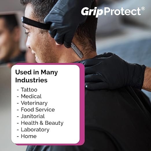GripProtect Precise Black 5 Nitrile Exam Gloves | 5 Mil Thickness | Chemo-Rated | Medical, Law Enforcement, Tattoo, Dental, Janitorial, Food & Agriculture (S, 100)