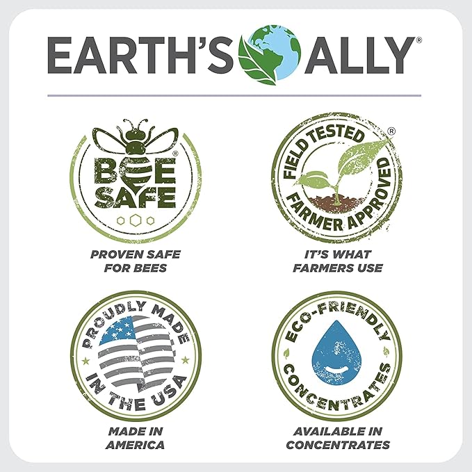 Earth's Ally 3-in-1 Plant Spray for Pests and Disease - Organic Insecticide, Fungicide and Spider Mite Control - OMRI Listed Indoor Outdoor Garden Spray - Safe for Pollinators, Kids and Pets - 32 oz